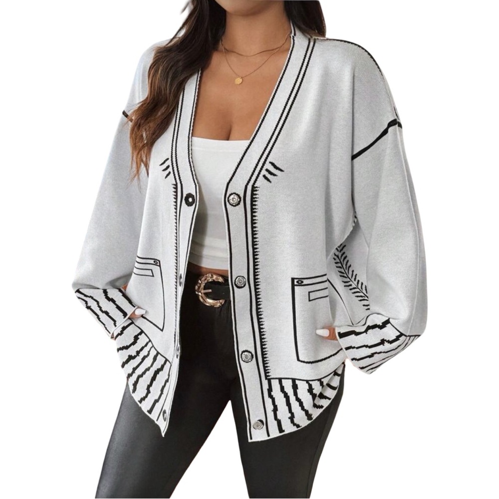 NWOT Shein Curve 2-D Print Cardigan - Picture 3 of 11
